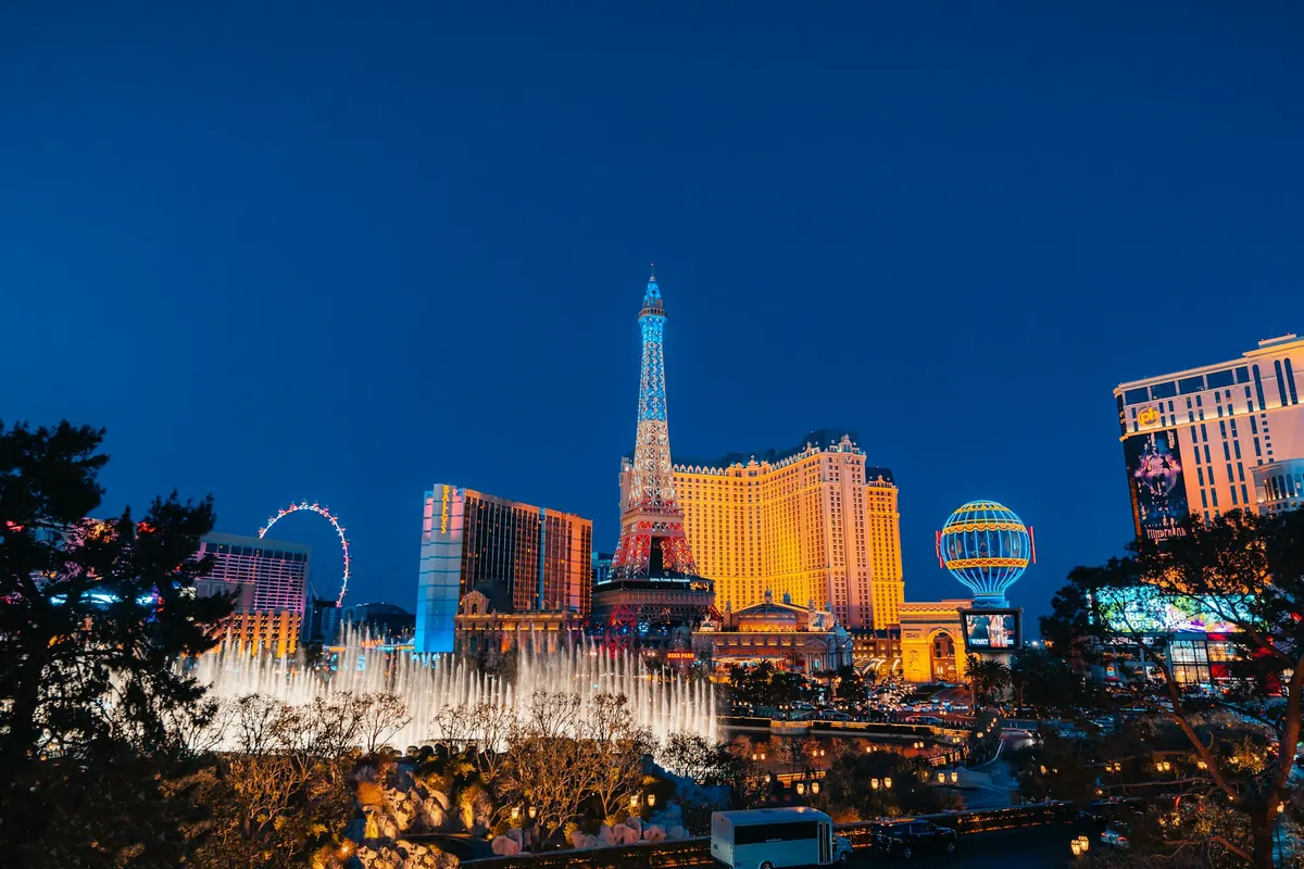 Las Vegas Strip and skyline at blue hour